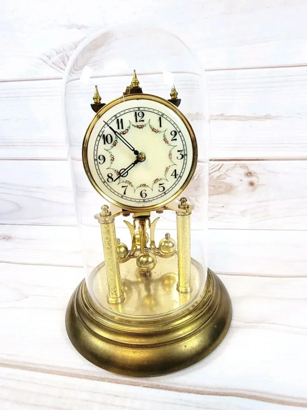 Vintage Hall Craft Corp Torsion Pendulum Glass Dome Clock Made In Germany READ